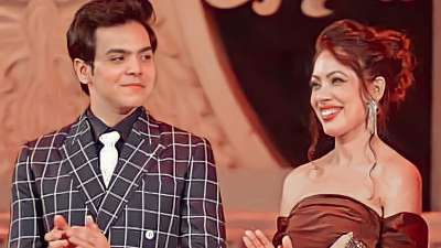 Munmun Dutta and Raj Anadkat image from an award ceremony.