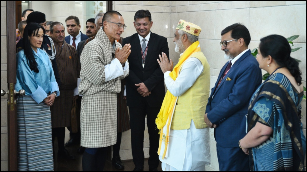 An image clicked when Togbay, PM of Bhutan visited India for five days.