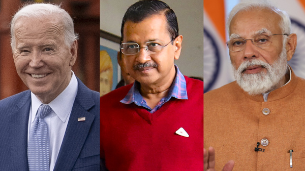 Image showing the three personnel. The spokesman who made the statement on Kejriwal. In middle we have Arvind Kejriwal whom the case is about and in the right we have Narendra Modi, PM of India.