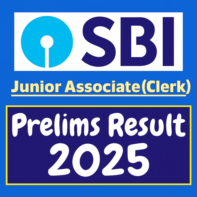 SBI Junior Associate (Clerk) Prelims Result 2025 Announcement with SBI Logo