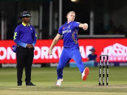 Corbin Bosch in action during a cricket match, representing his team.