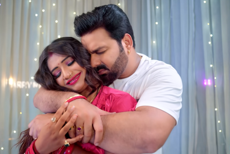 Pawan Singh and Rani in the viral Bhojpuri song "Kaisan Piyawa Ke Charitar Ba 2.0", crossing 22 million+ views on YouTube with electrifying performances.