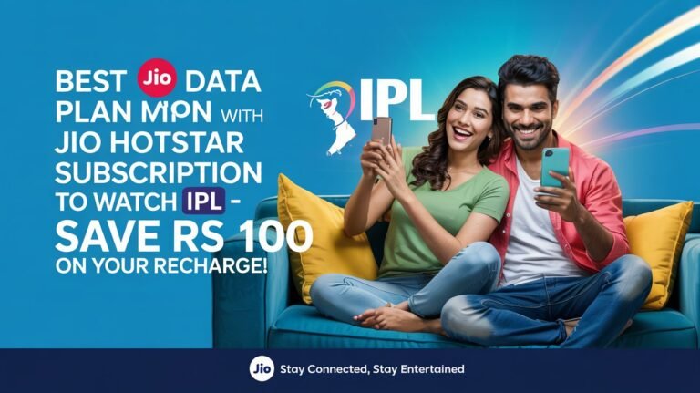 Jio best data plan with free Hotstar subscription for IPL 2025 – Save Rs 100 and enjoy seamless cricket streaming with high-speed data."