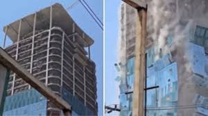 High-rise building in Bangkok collapsing after a 7.7-magnitude earthquake in Thailand on March 28, 2025.
