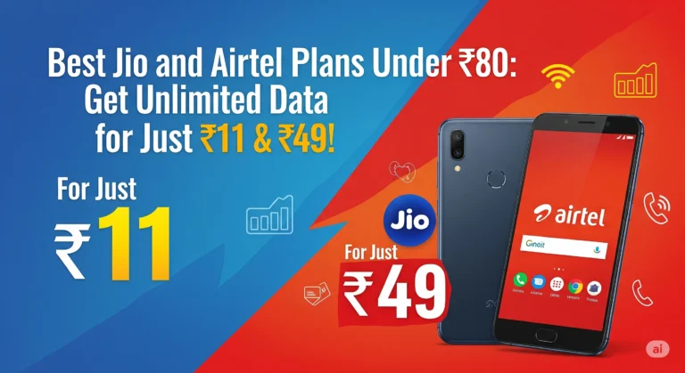 Best Jio and Airtel Plans Under ₹80: Get Unlimited Data for Just ₹11 & ₹49! thumbnell (1200x675 pixels)