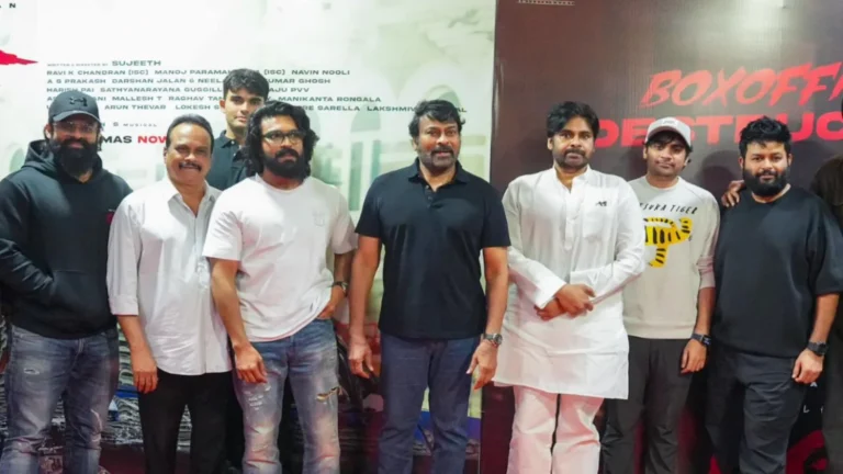 Mega Family Unites for Pawan Kalyan’s OG Screening, Chiranjeevi and Ram Charan Join the Show