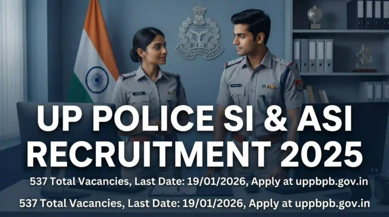 UP Police Recruitment 2025: Applications Open for 537 SI, ASI Posts; Apply Till January 19