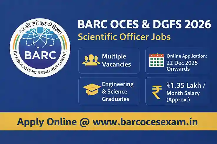 BARC OCES and DGFS 2026 Recruitment Announced; Apply Online at barcocesexam.in