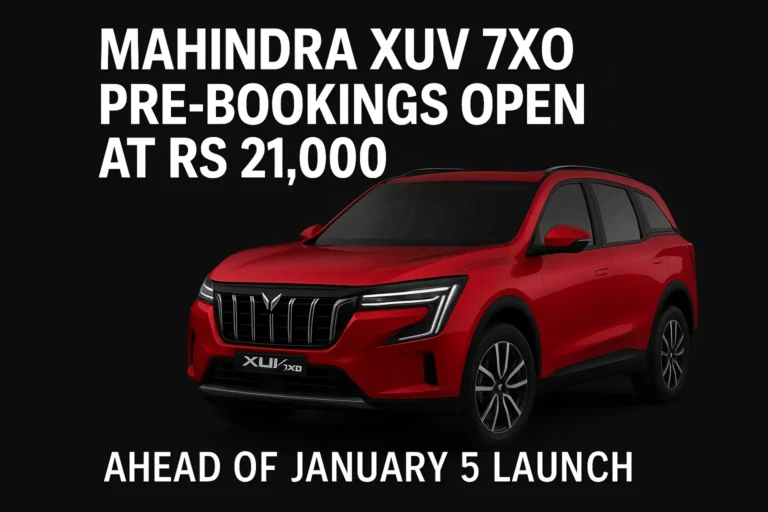 Mahindra XUV 7XO Pre-Bookings Open at Rs 21,000 Ahead of January 5 Launch