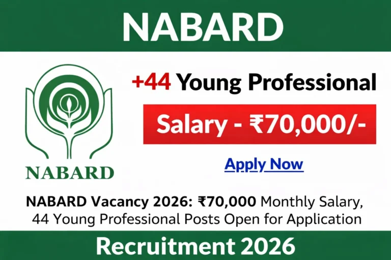 NABARD Vacancy 2026: ₹70,000 Monthly Salary, 44 Young Professional Posts Open for Application