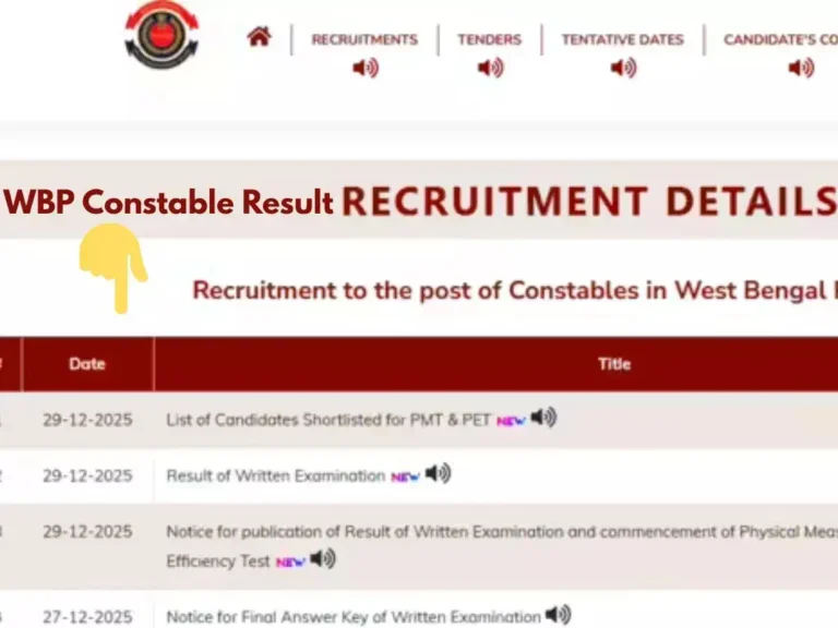 WBP Constable Result 2025 Declared at wbpolice.gov.in; Over 60,000 Candidates Move to Next Round