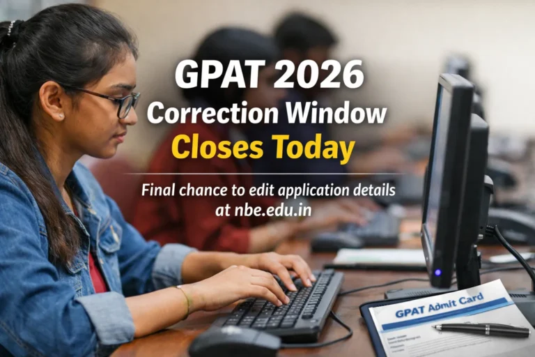 GPAT 2026 Application Correction Window Ends Today: Last Chance to Edit Details at nbe.edu.in