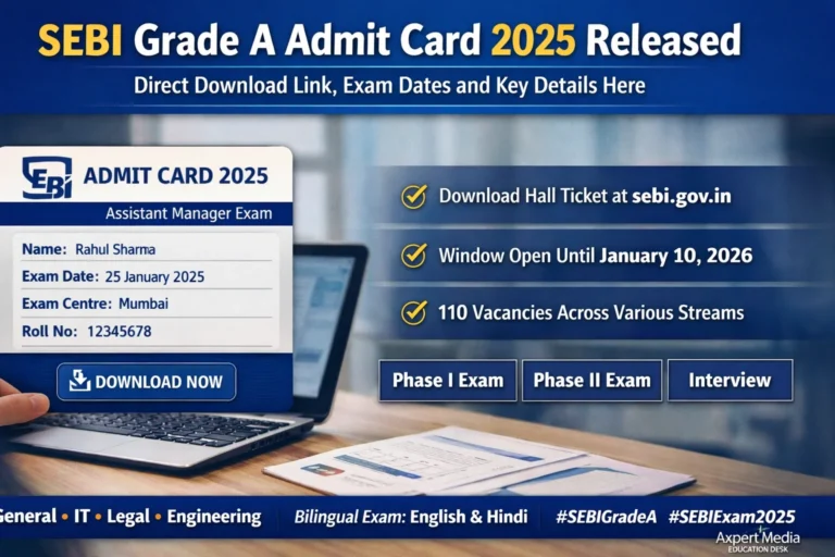 SEBI Grade A Admit Card 2025 Released: Direct Download Link, Exam Dates and Key Details Here