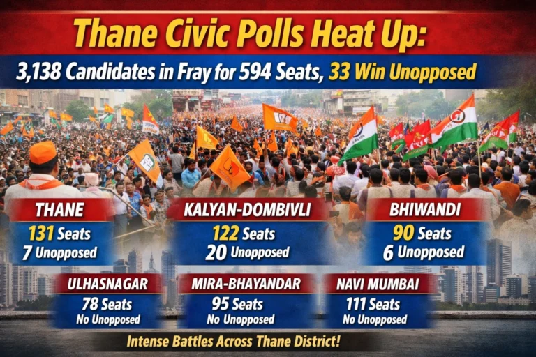 Thane Civic Polls Heat Up: 3,138 Candidates in Fray for 594 Seats, 33 Win Unopposed