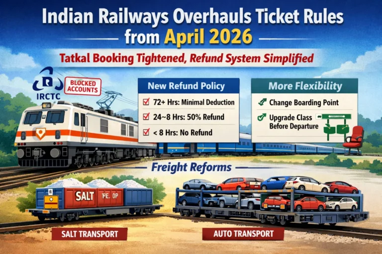 Indian Railways Overhauls Ticket Rules from April 2026: Tatkal Booking Tightened, Refund System Simplified